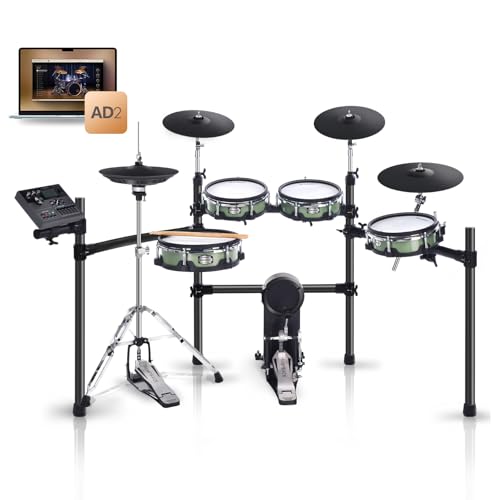 HAMPBACK ACE-530 Electric Drum Set with Double Layers Mesh Heads, Choke Cymbal, Independent Hi-hat Stand, Restore Authentic Drum Sound & Percussive