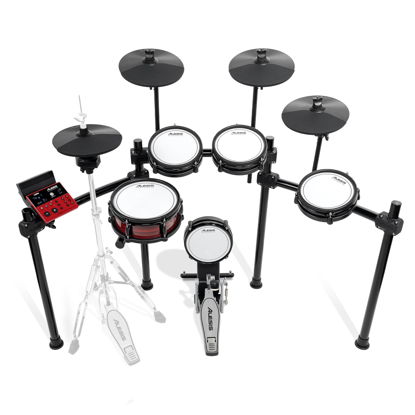 Alesis Nitro Ultimate Electric Drum Set with Dual Zone Quiet Mesh Pads, Movable Hi-Hat, 640 Authentic BFD Sounds and 52 Kits, Bluetooth, Drumeo, USB